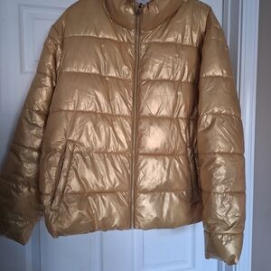 Time and Tru Metallic Gold Puffer Jacket